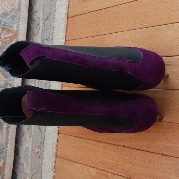 Eileen Shields Purple Suede sock Boot Sz 41 /US 10 Italy - Picture 11 of 14